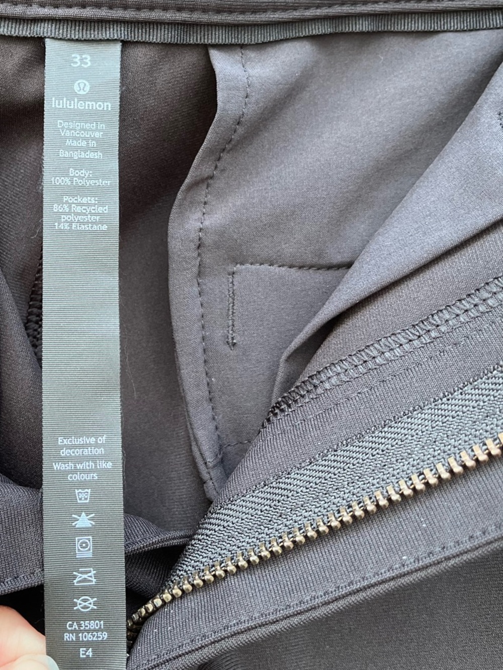 Lululemon ABC Classic Fit Pants Mens 33 Black 5 Pocket Flat Front Stretch - Picture 6 of 9